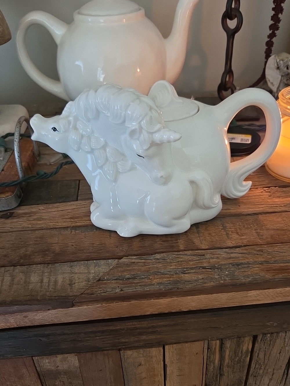 Fitz & Floyd Vintage 1981 Ceramic Unicorn Mother & Baby Teapot